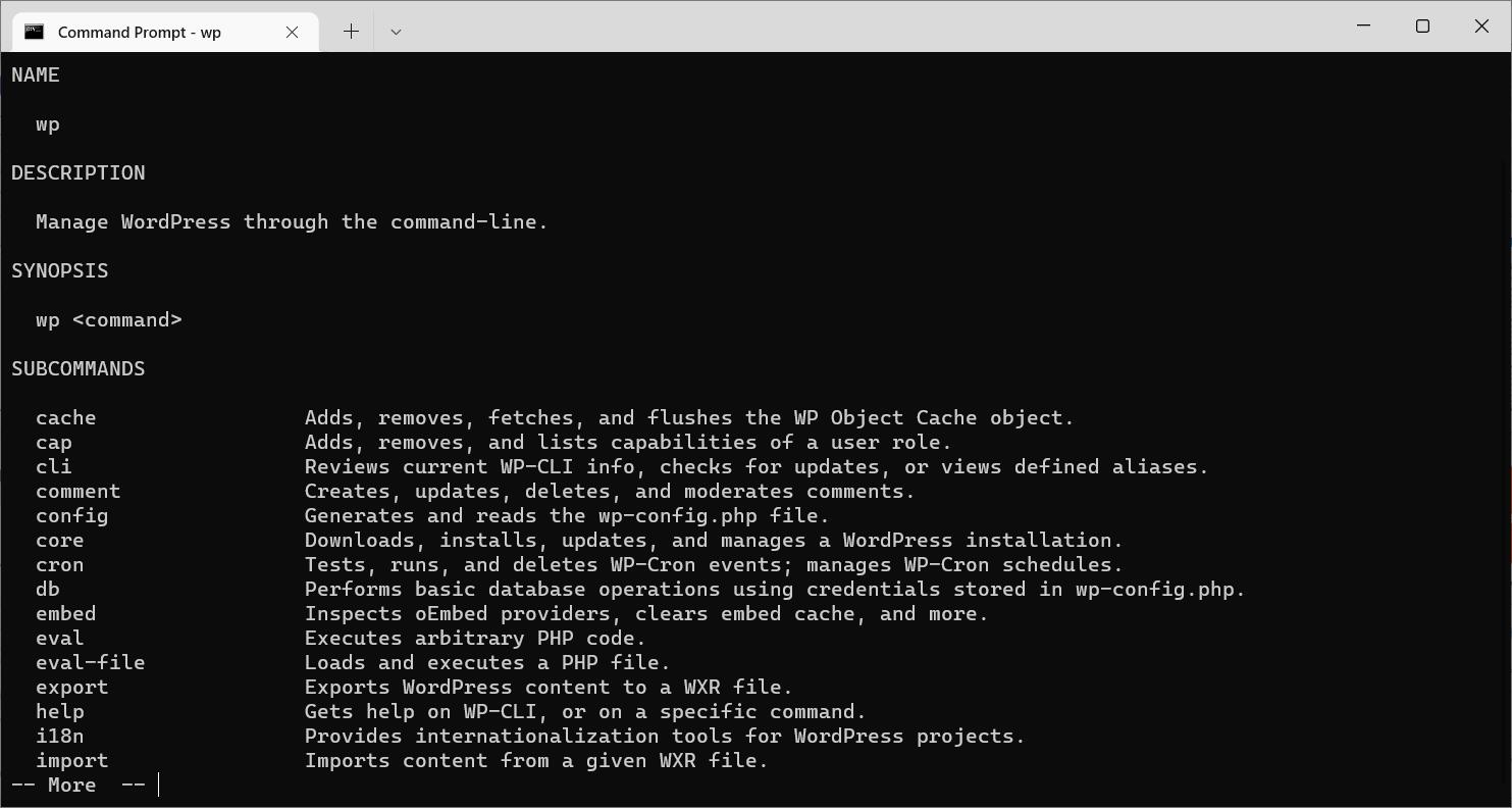 wordpress-cli-window